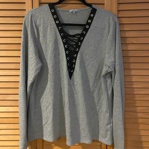 Long Sleeve Criss Cross Neckline Top